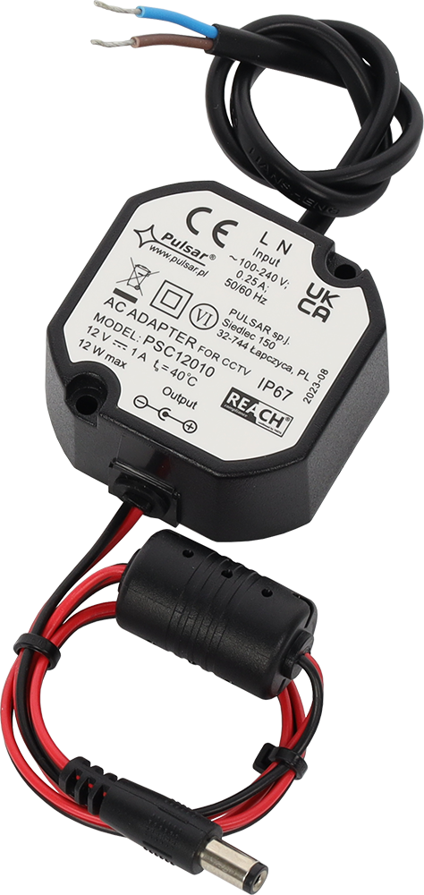 12V 1A toiteplokk, IP67, Pulsar