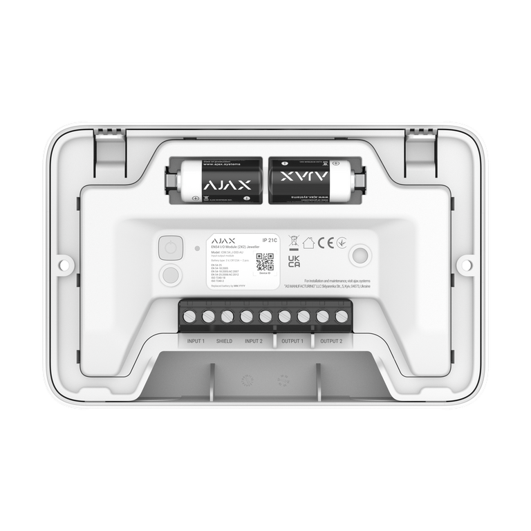 Ajax EN54 I/O Module (2X2) Jeweller juhtmevaba aadressitav sisend- ja väljundmoodul, valge